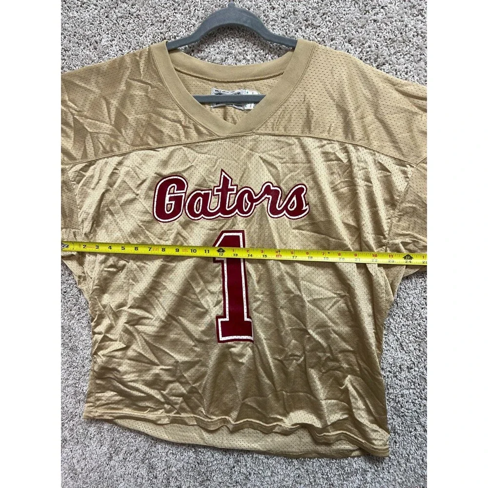 Vintage Florida Gators #1 Jersey Powers Brand Cropped Gold Red Football Shirt XL - Picture 2 of 7